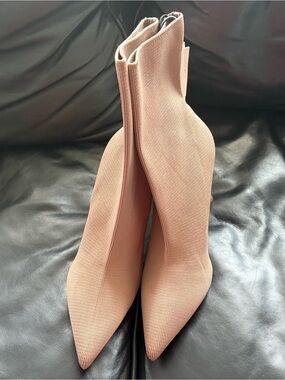 Zara Tan Pointed Toe Sock Ankle Boots